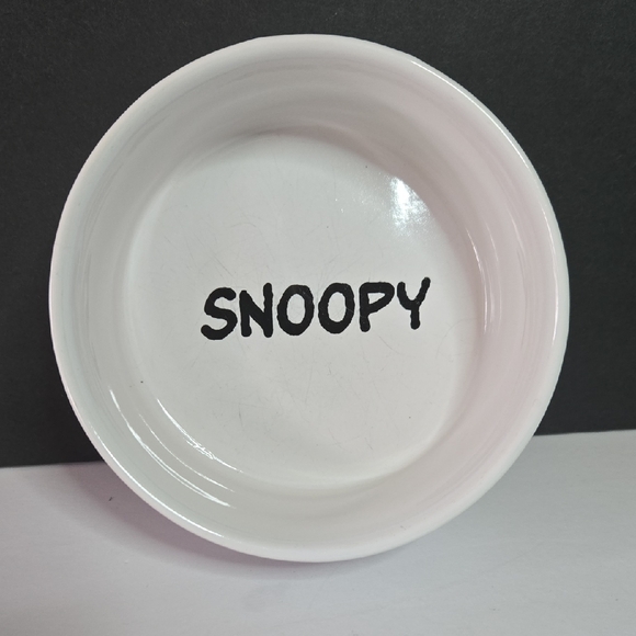Gibson Peanuts Snoopy White Suppertime Ceramic Pet Food Dish - Picture 7 of 8
